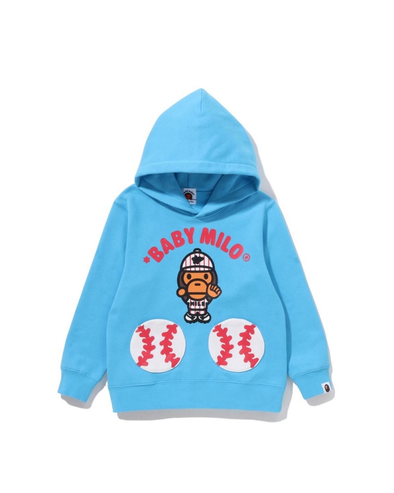 Hauts Bape Baby Milo Baseball Pullover Hoodie Bleu Enfant | NQE-40047900